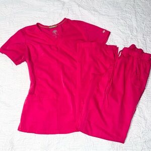 Healing Hands Women's Bright Pink Scrub Set